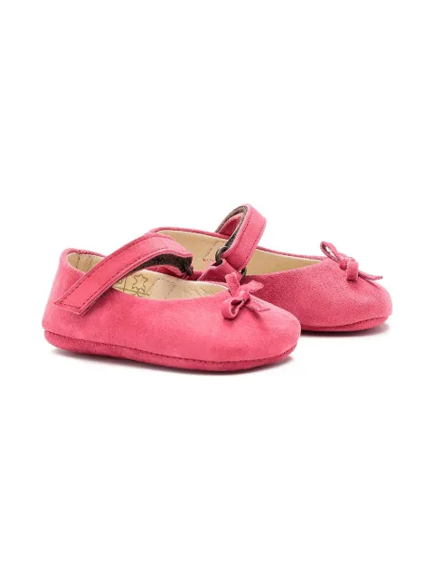 Pèpè bow-embellished suede crib shoes