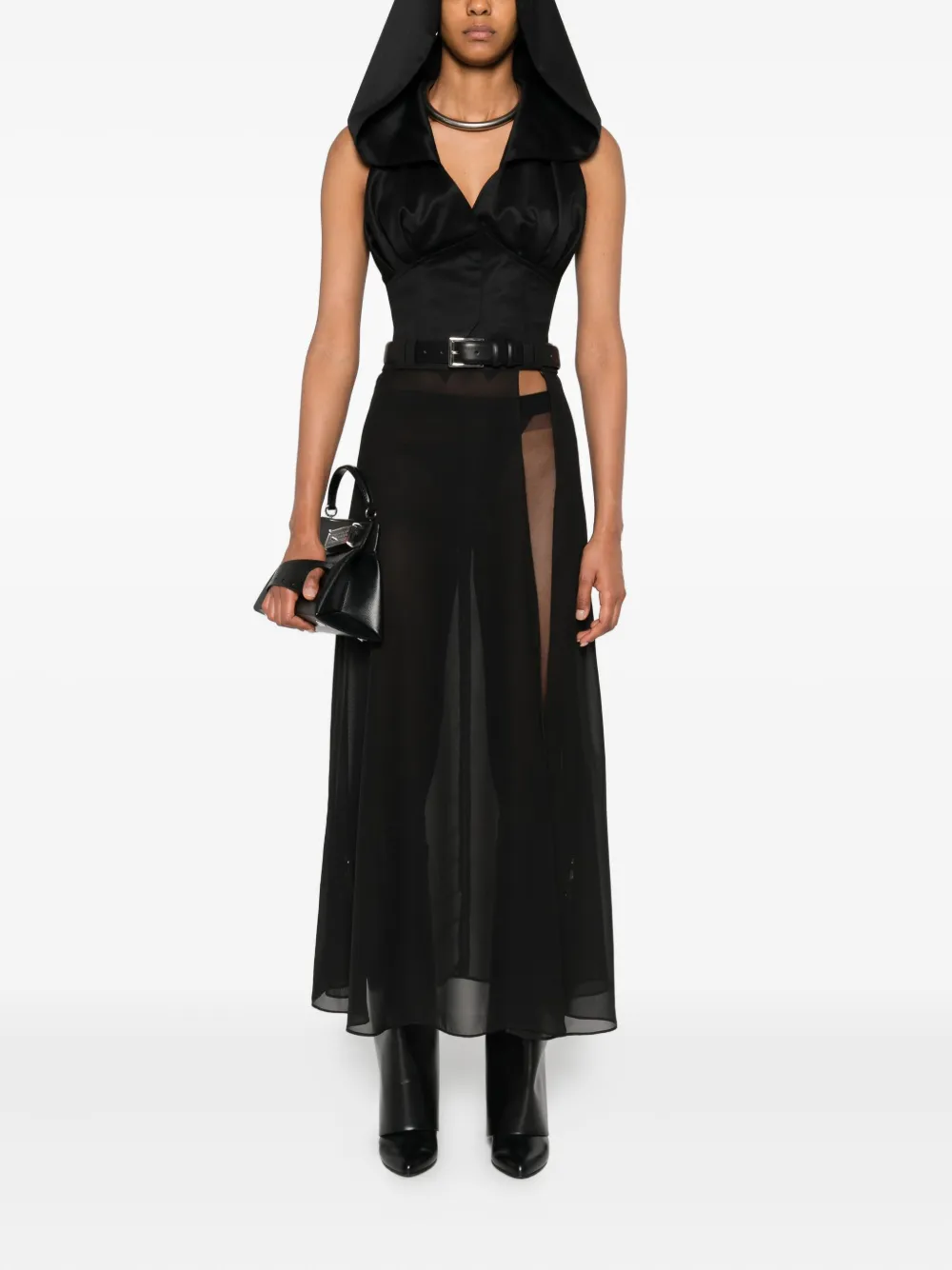 Vestiaire D'un Oiseau Libre Belted Midi Skirt In Black