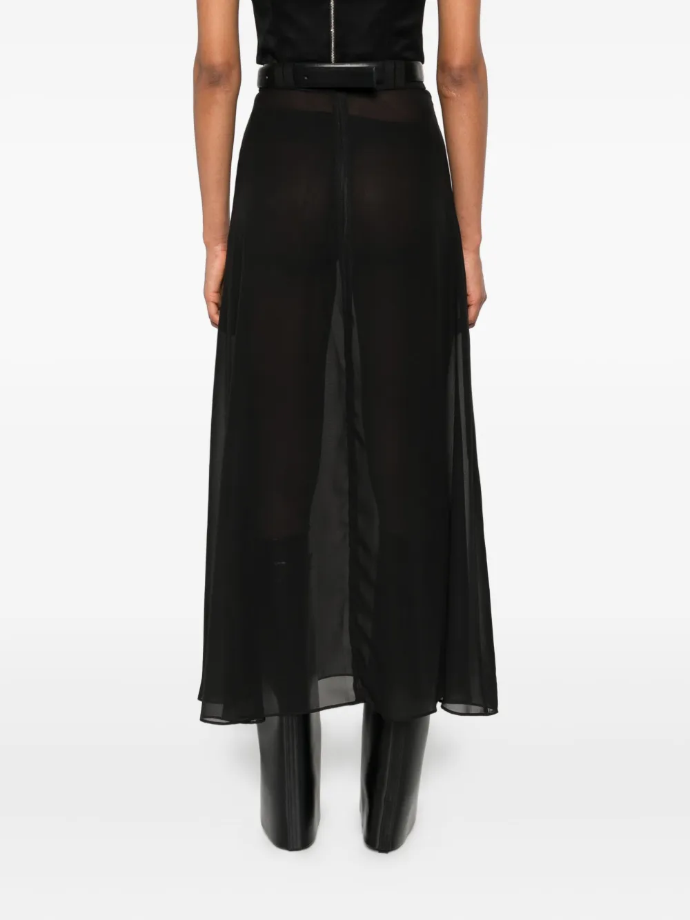 Vestiaire D'un Oiseau Libre Belted Midi Skirt In Black