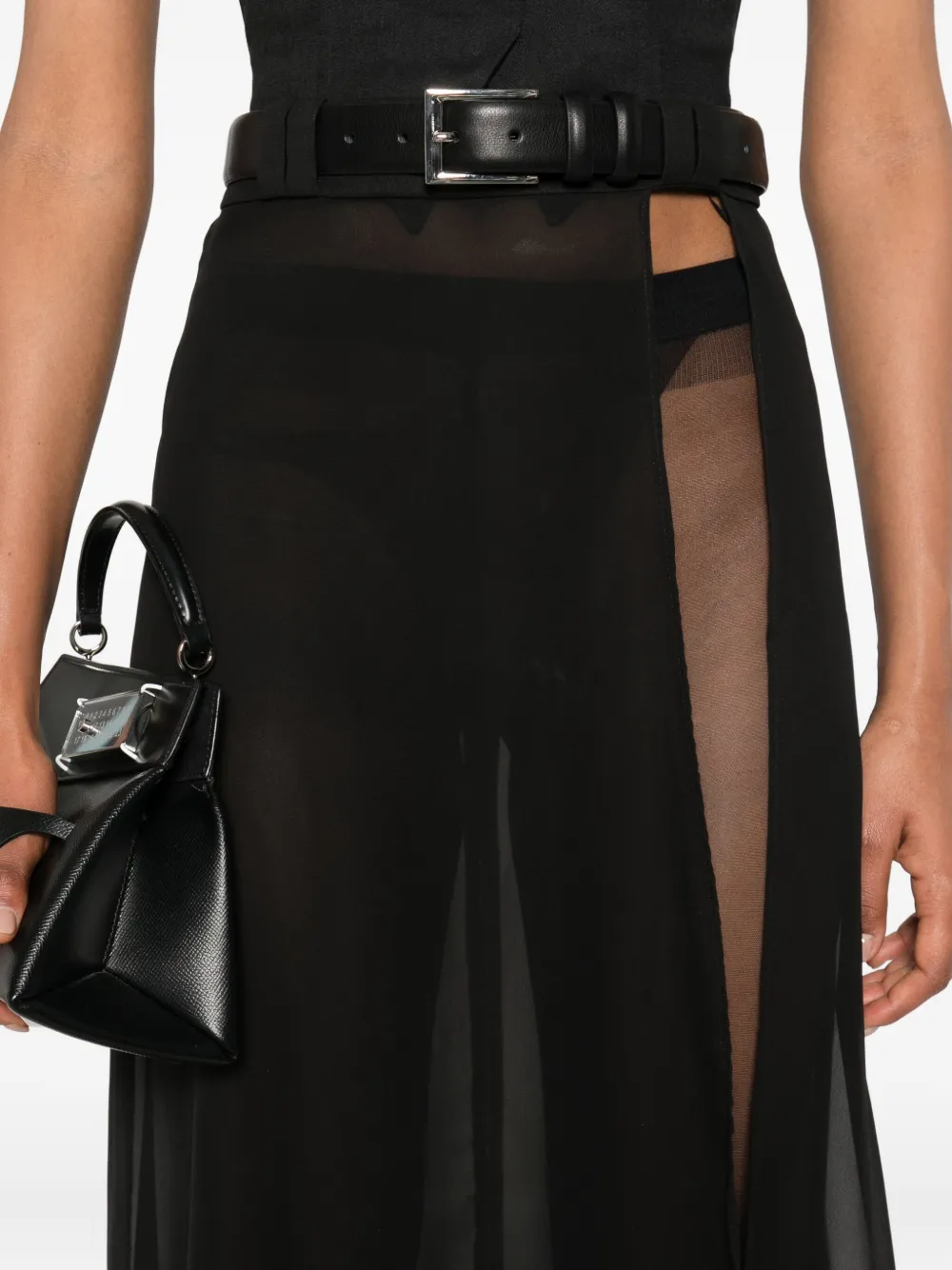 Vestiaire D'un Oiseau Libre Belted Midi Skirt In Black