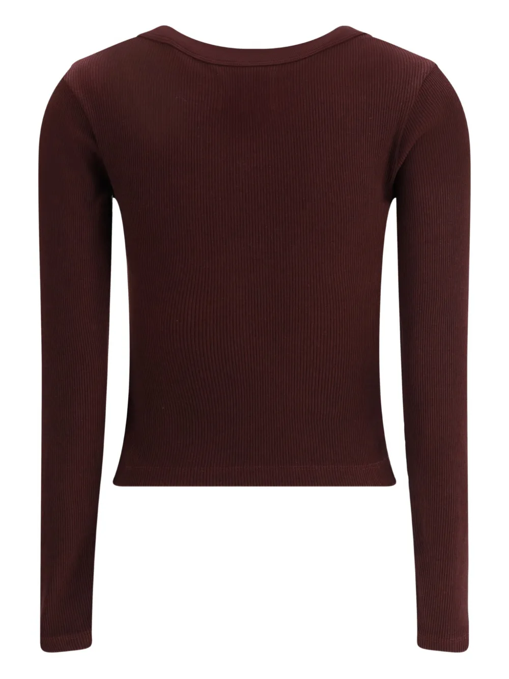 Citizen Of Humanity Varra Ribbed Stretch Cotton And Lyocell-blend Henley Top In Brown