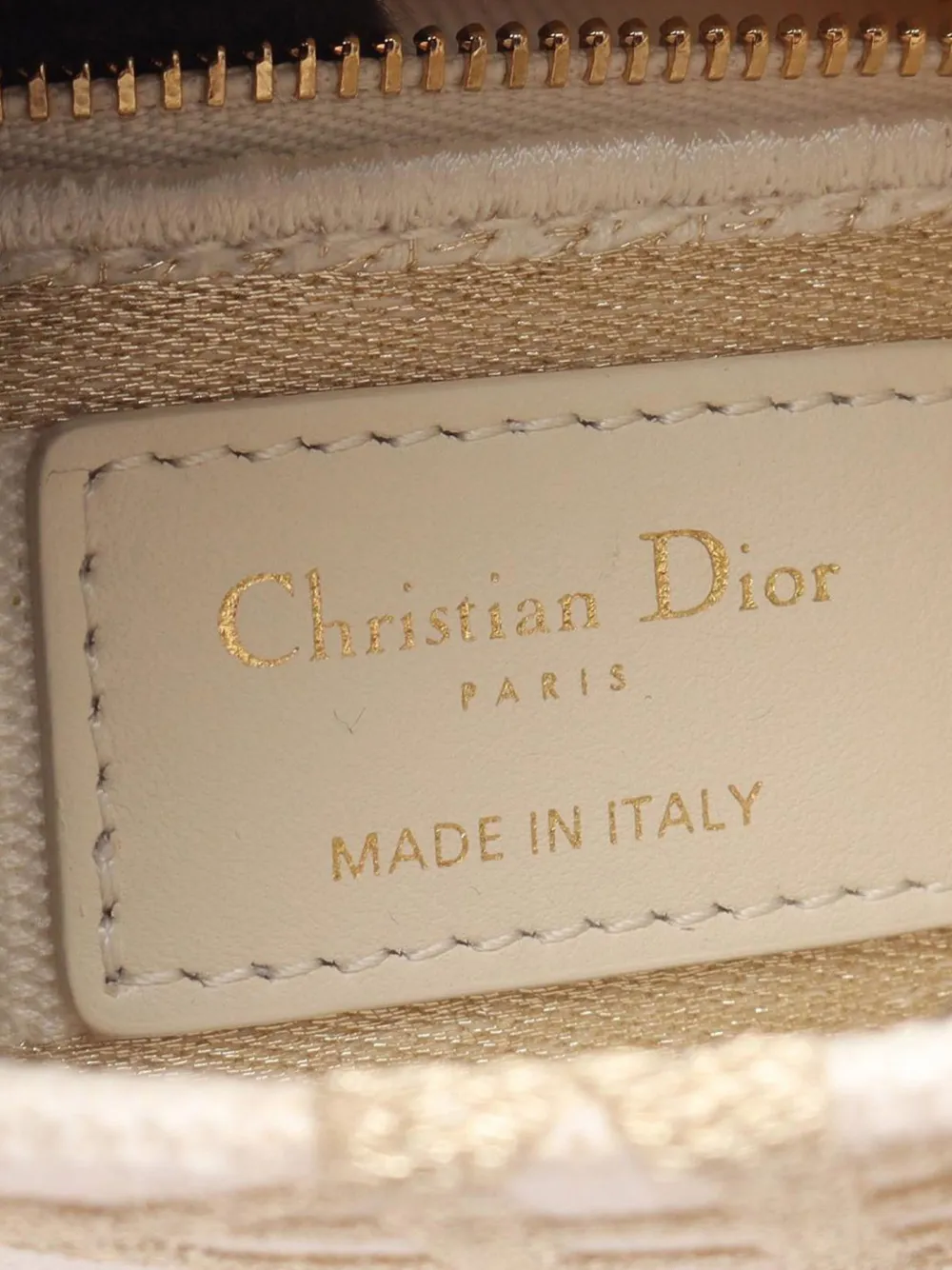 Pre-owned Dior 2021-2025 Mini Embroidered Canvas Cannage Lady D Lite Satchel In Gold