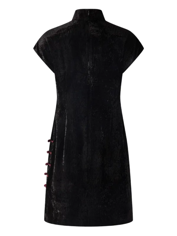 Shanghai Tang Qipao mandarin-collar Velvet Party Dress | Black | FARFETCH