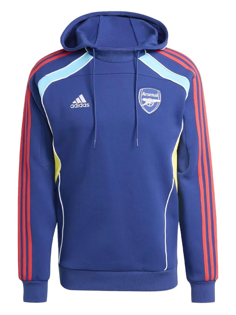 adidas logo-embroidered panelled hoodie | Blue | Image 1