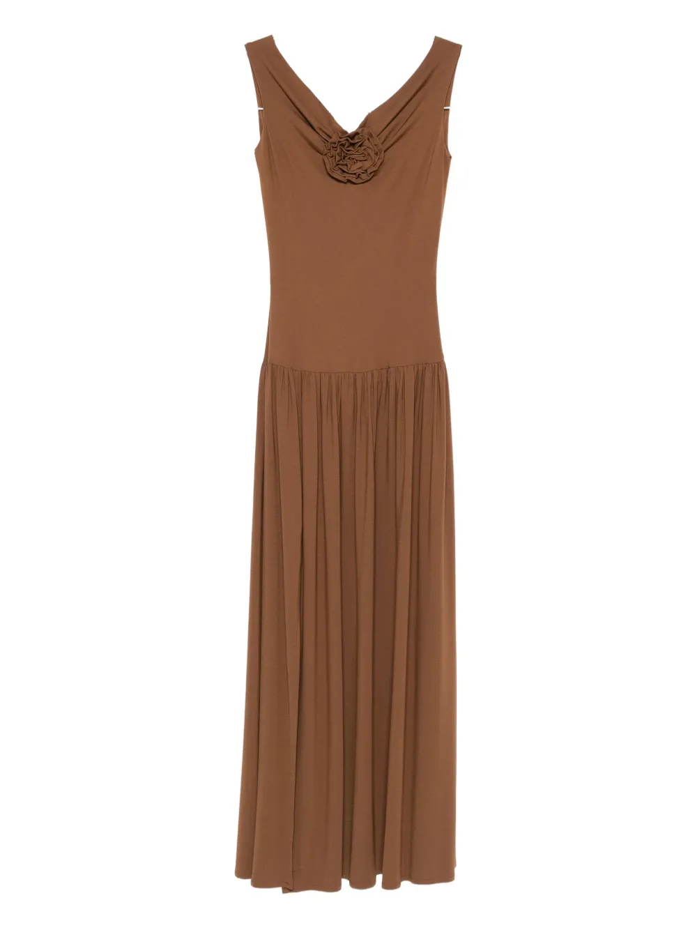 Roserry Rose-embellished Sleeveless Midi Dress In Brown