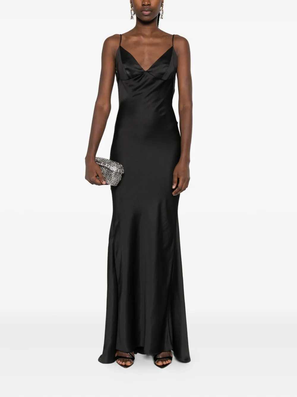 ROSERRY bias-cut sleeveless maxi dress - Zwart