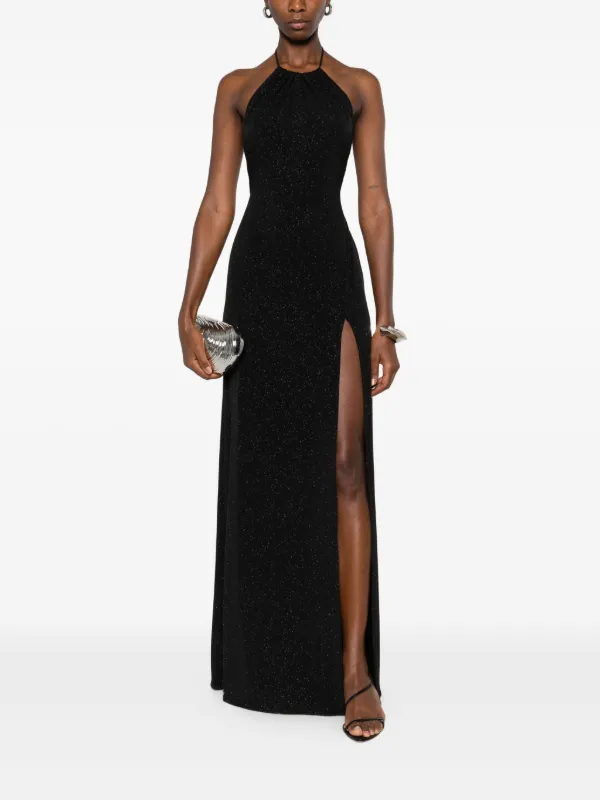 ROSERRY Halterneck side-split Maxi Dress | Black | FARFETCH