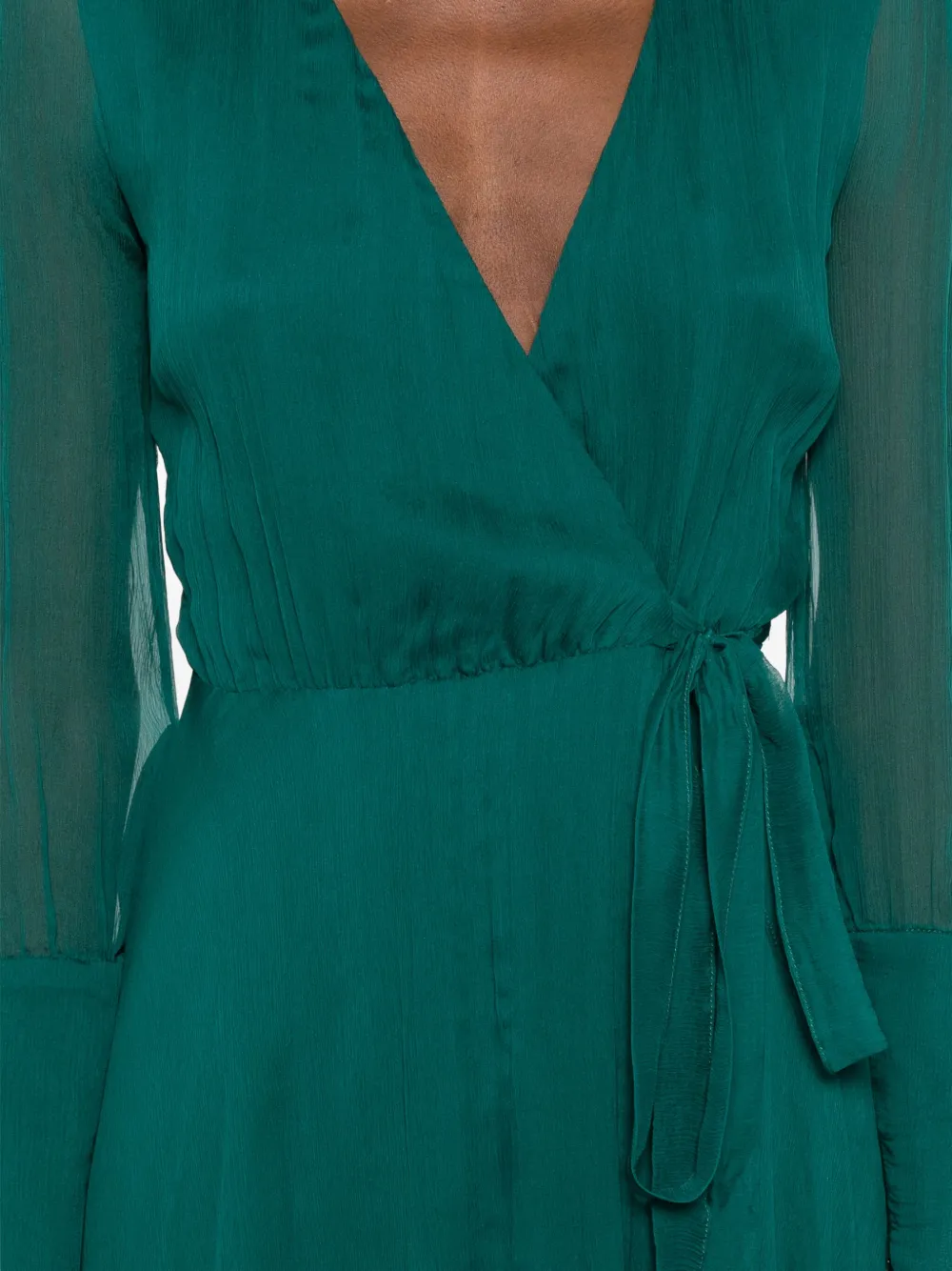 Roserry Wrap Long-sleeve Midi Dress In Green