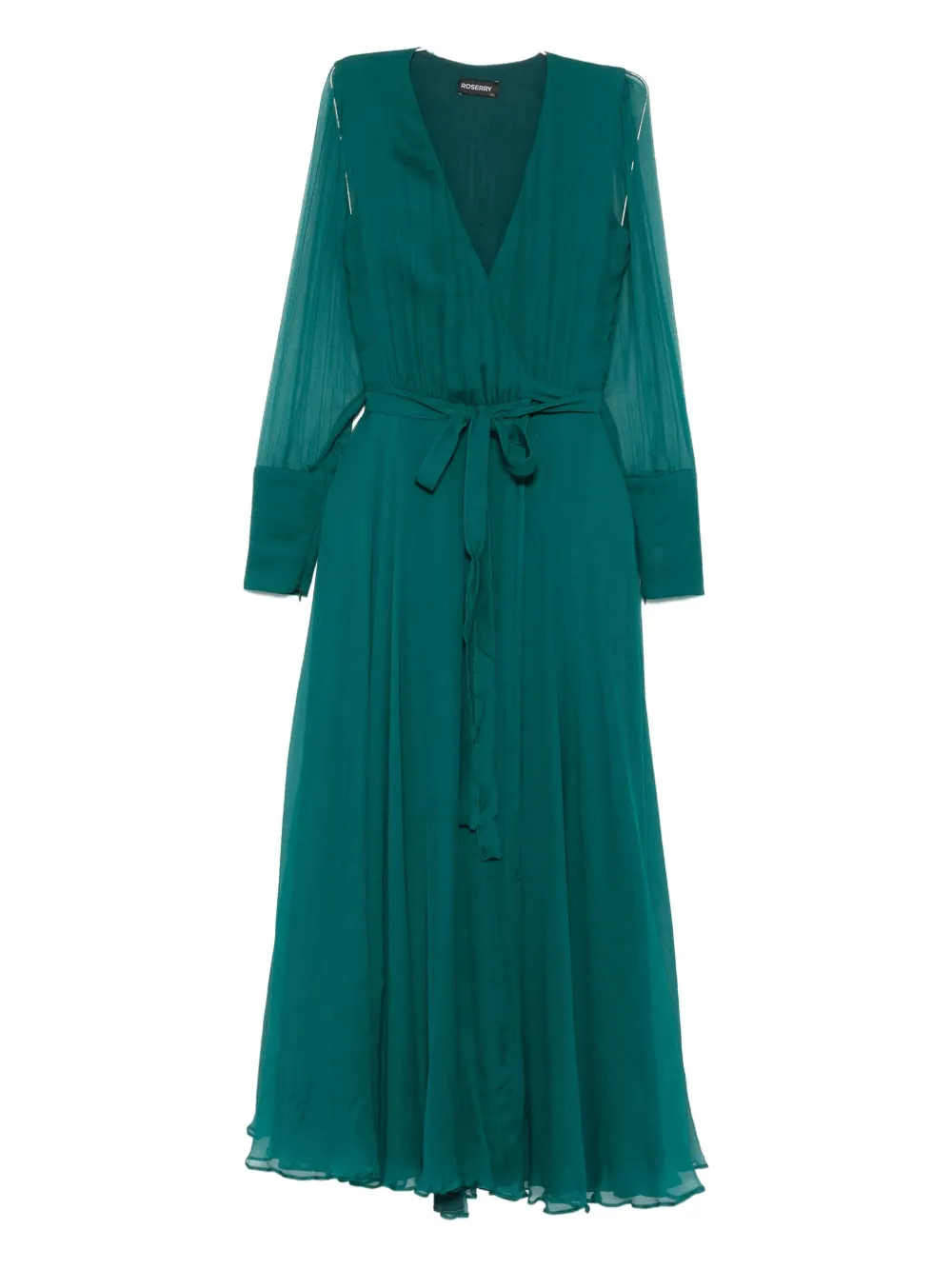Roserry Wrap Long-sleeve Midi Dress In Green