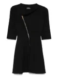 ROSERRY Chelsea diagonal-zip half-sleeve mini dress - Black