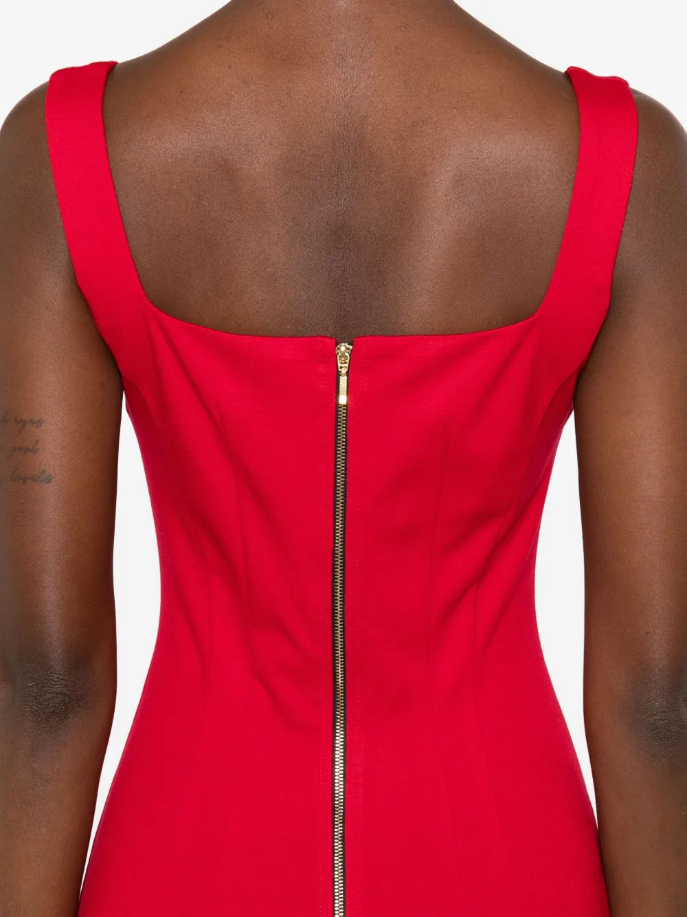 ROSERRY Kensington midi-jurk met vierkante hals en split Rood