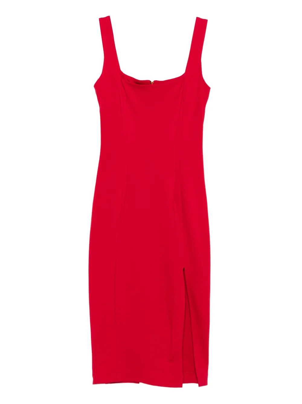 ROSERRY Kensington midi-jurk met vierkante hals en split Rood