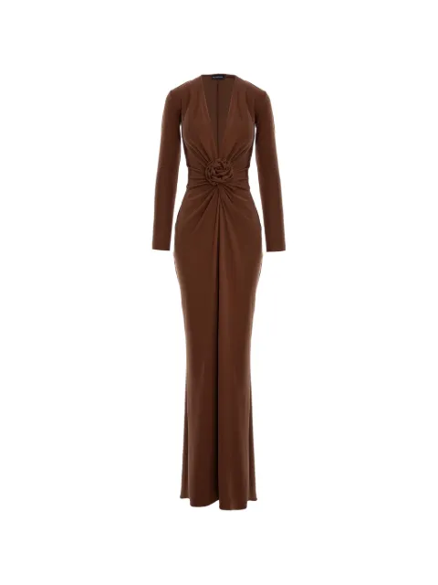 ROSERRY rose-embellished twist-front midi dress