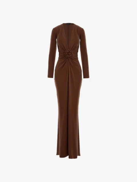 ROSERRY Mallorca rose-embellished twist-front midi dress
