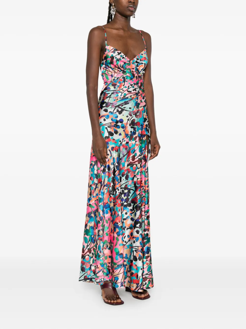 ROSERRY Seville maxi-jurk met halternek en abstracte print Roze