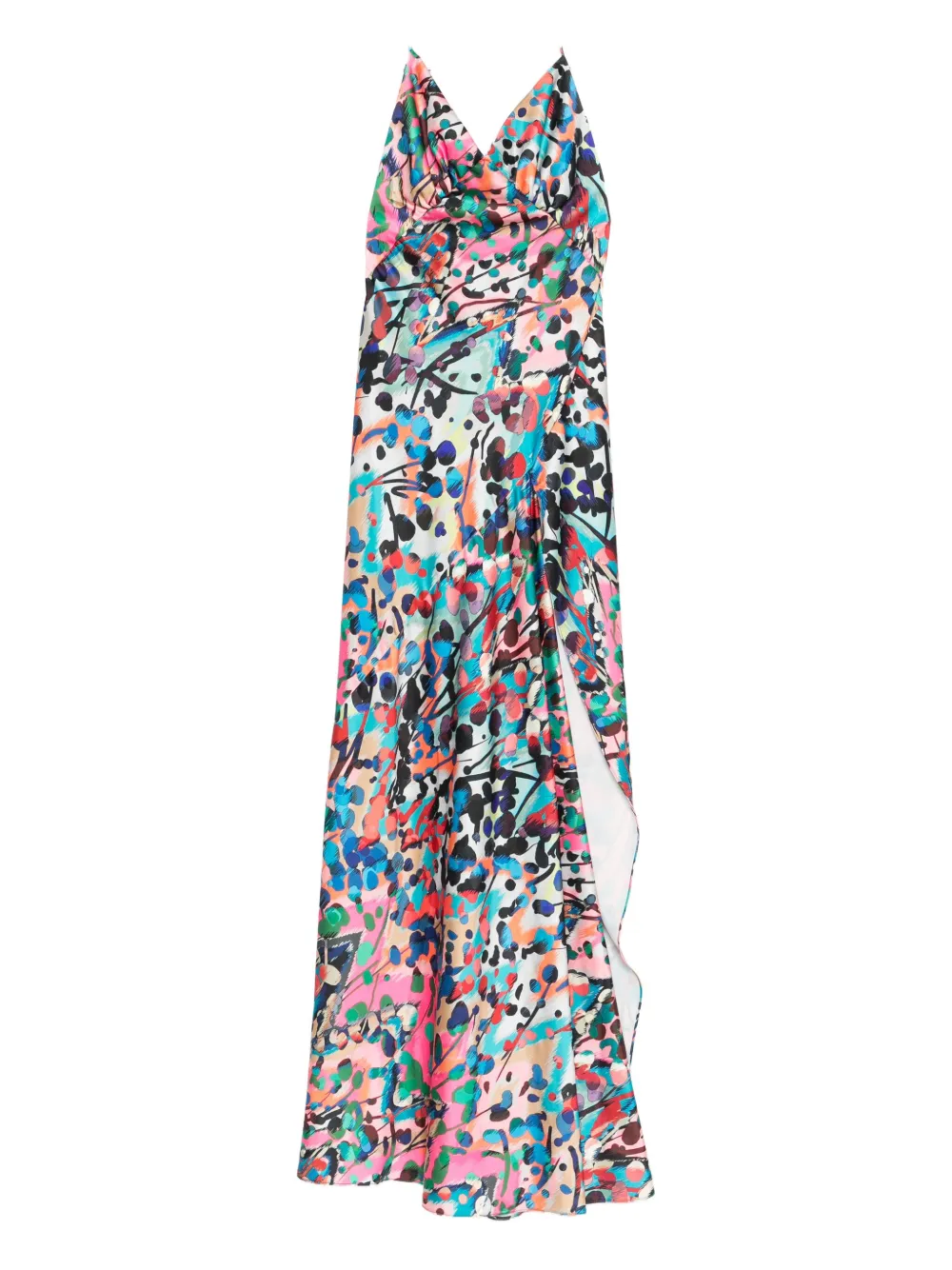 Roserry Seville Halterneck Abstract-print Maxi Dress In Pink