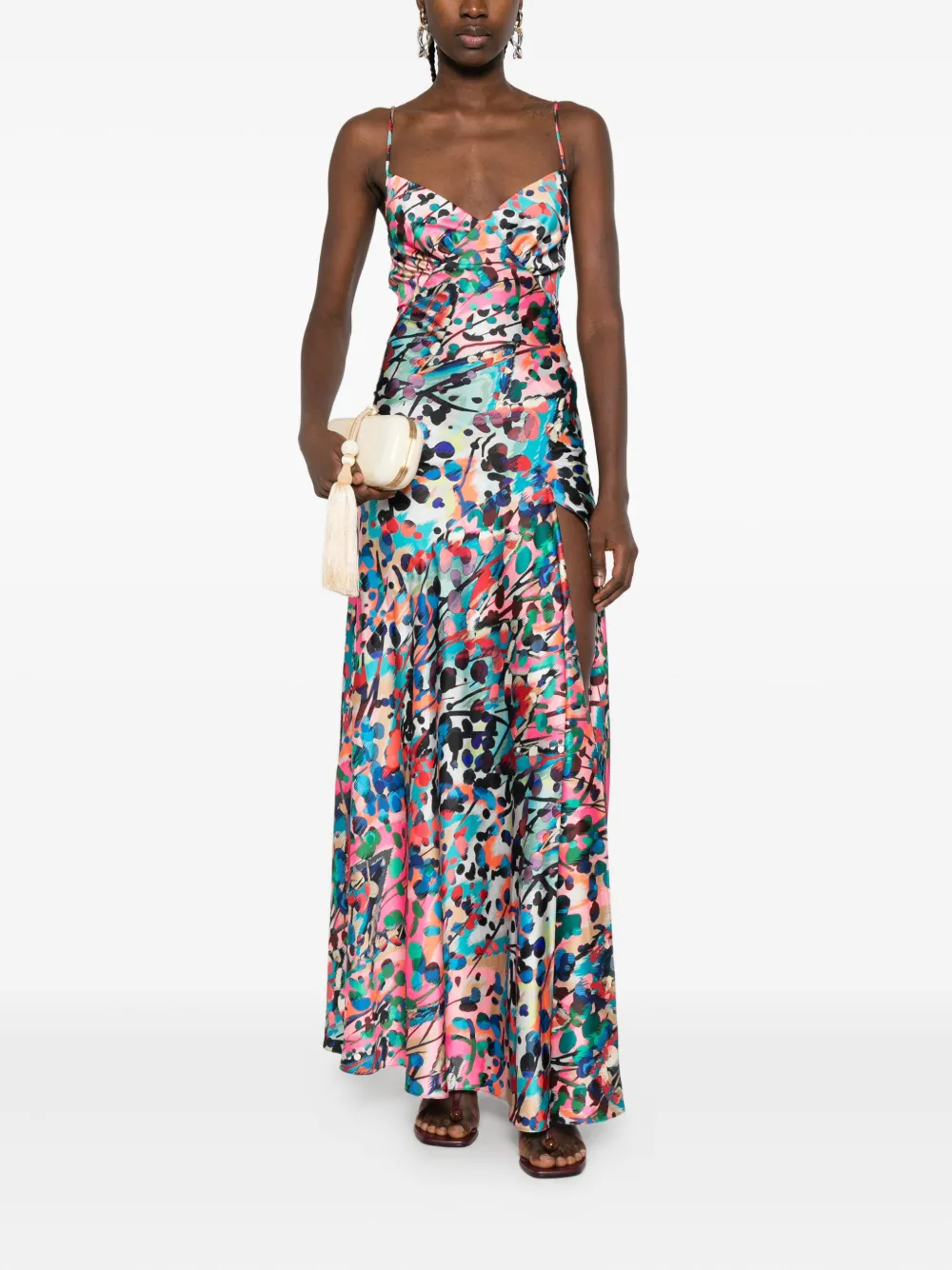 ROSERRY Seville halterneck abstract-print maxi dress - Roze