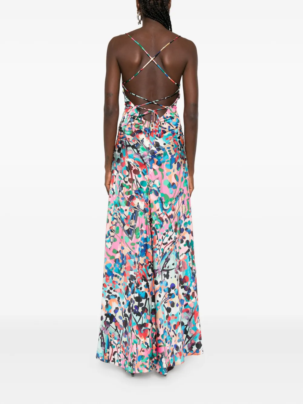 ROSERRY Seville maxi-jurk met halternek en abstracte print Roze