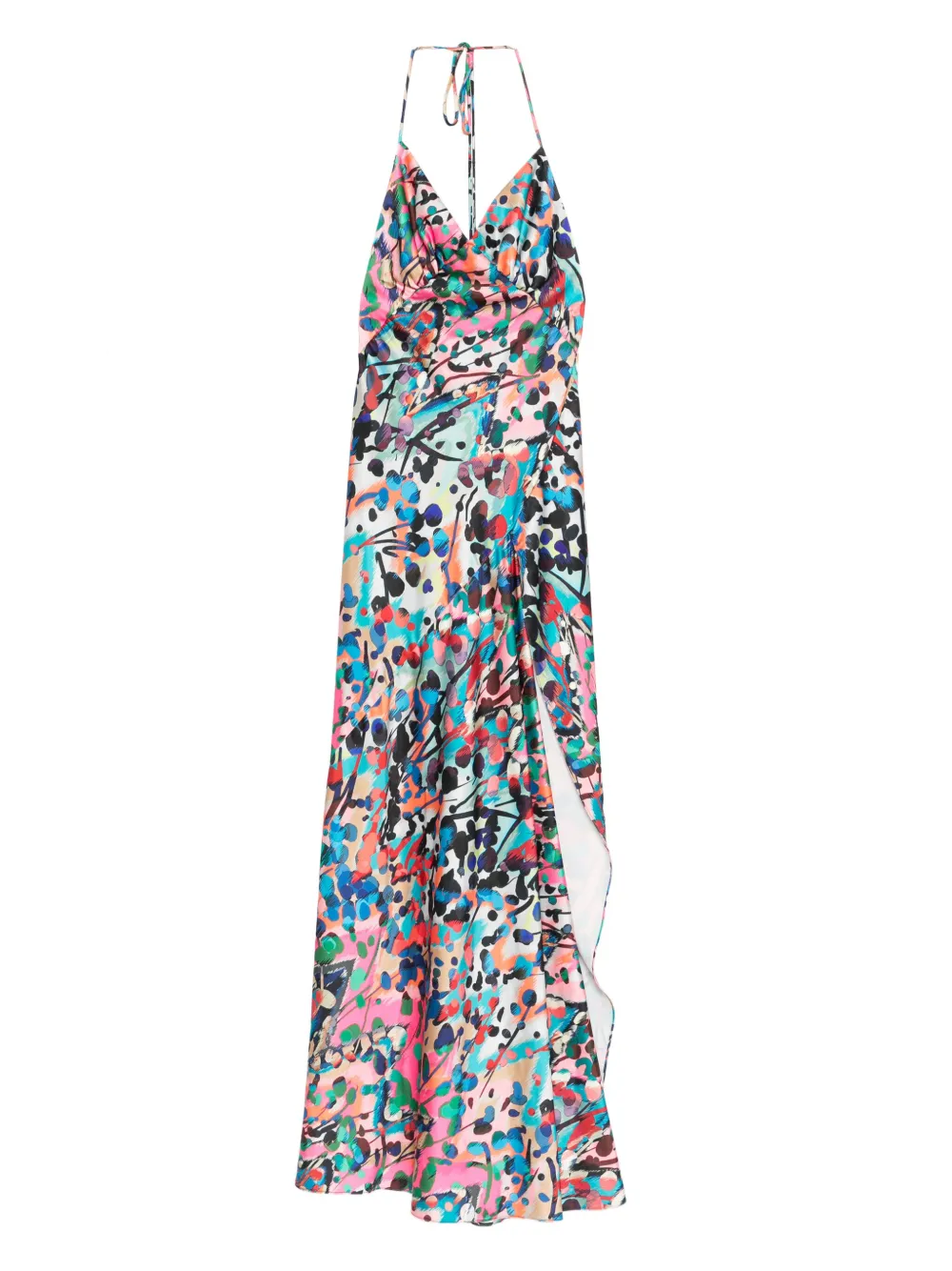 ROSERRY Seville maxi-jurk met halternek en abstracte print Roze