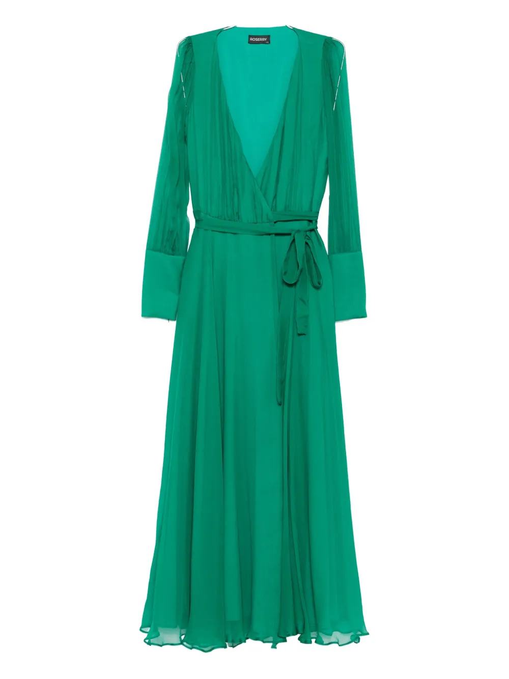Roserry Wrap Long-sleeve Midi Dress In Green