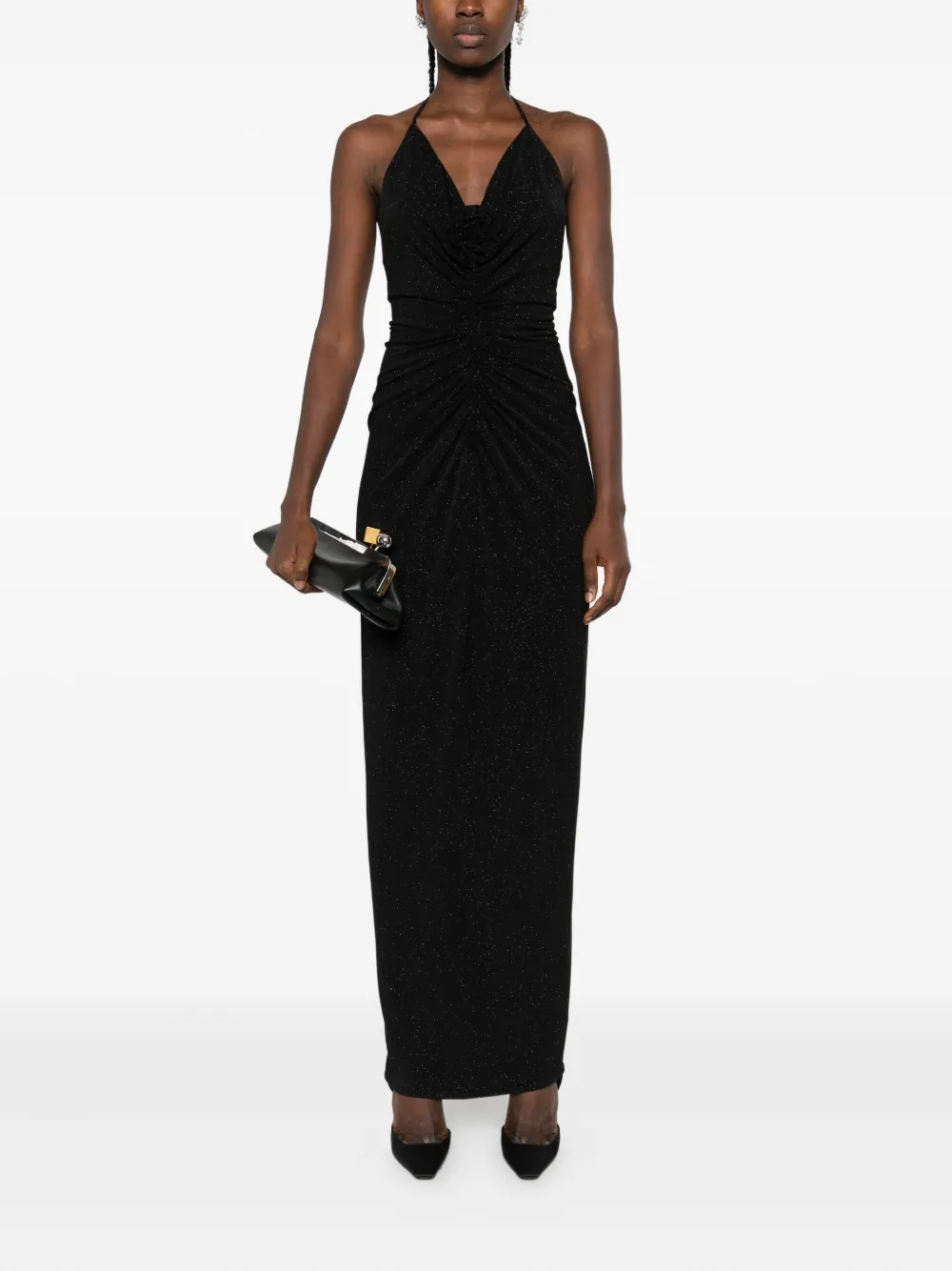 ROSERRY halterneck open-back midi dress - Zwart