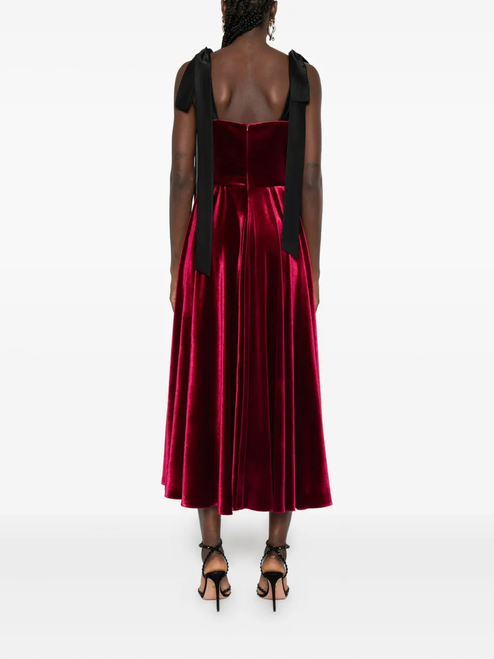 Roserry Square-neck Midi Dress In Red