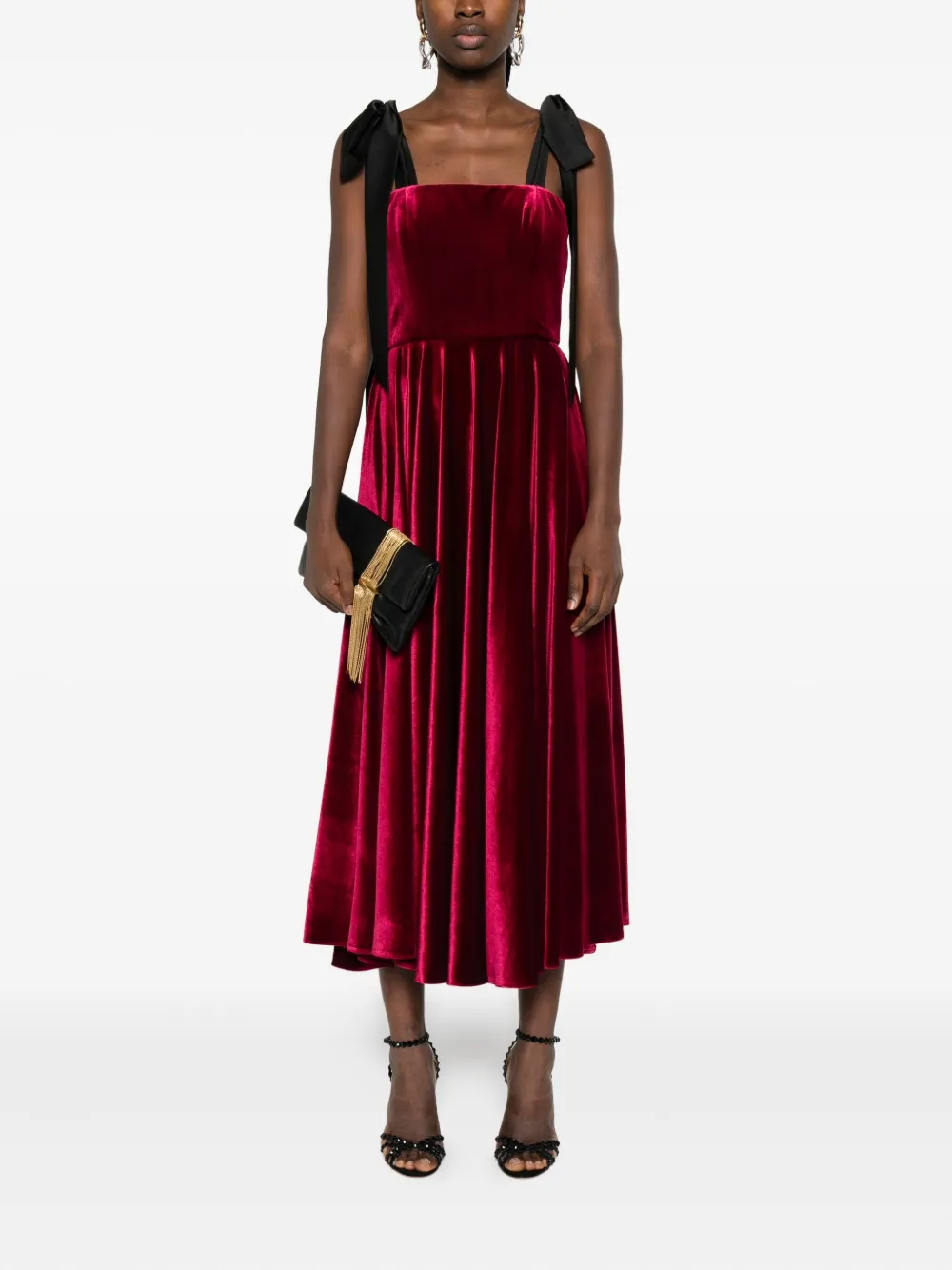 ROSERRY square-neck midi dress - Rood