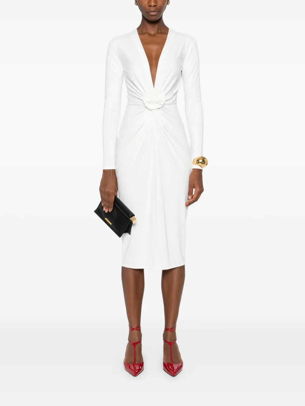 ROSERRY Mallorca twist-front midi dress - Wit