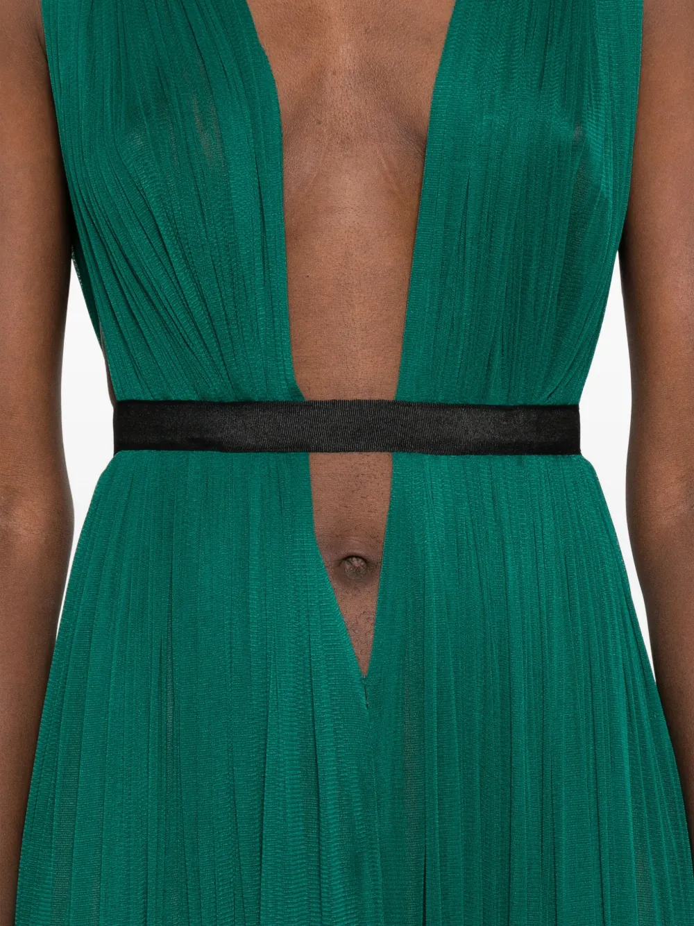 Roserry Santorini Pleated V-neck Maxi Dress In Green
