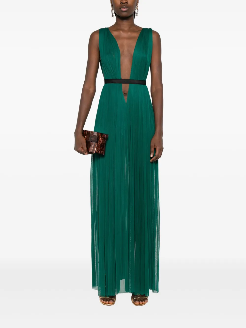 ROSERRY Santorini geplooide maxi-jurk met V-hals Groen
