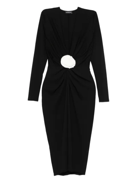 ROSERRY Mallorca rose-embellished twist-front midi dress