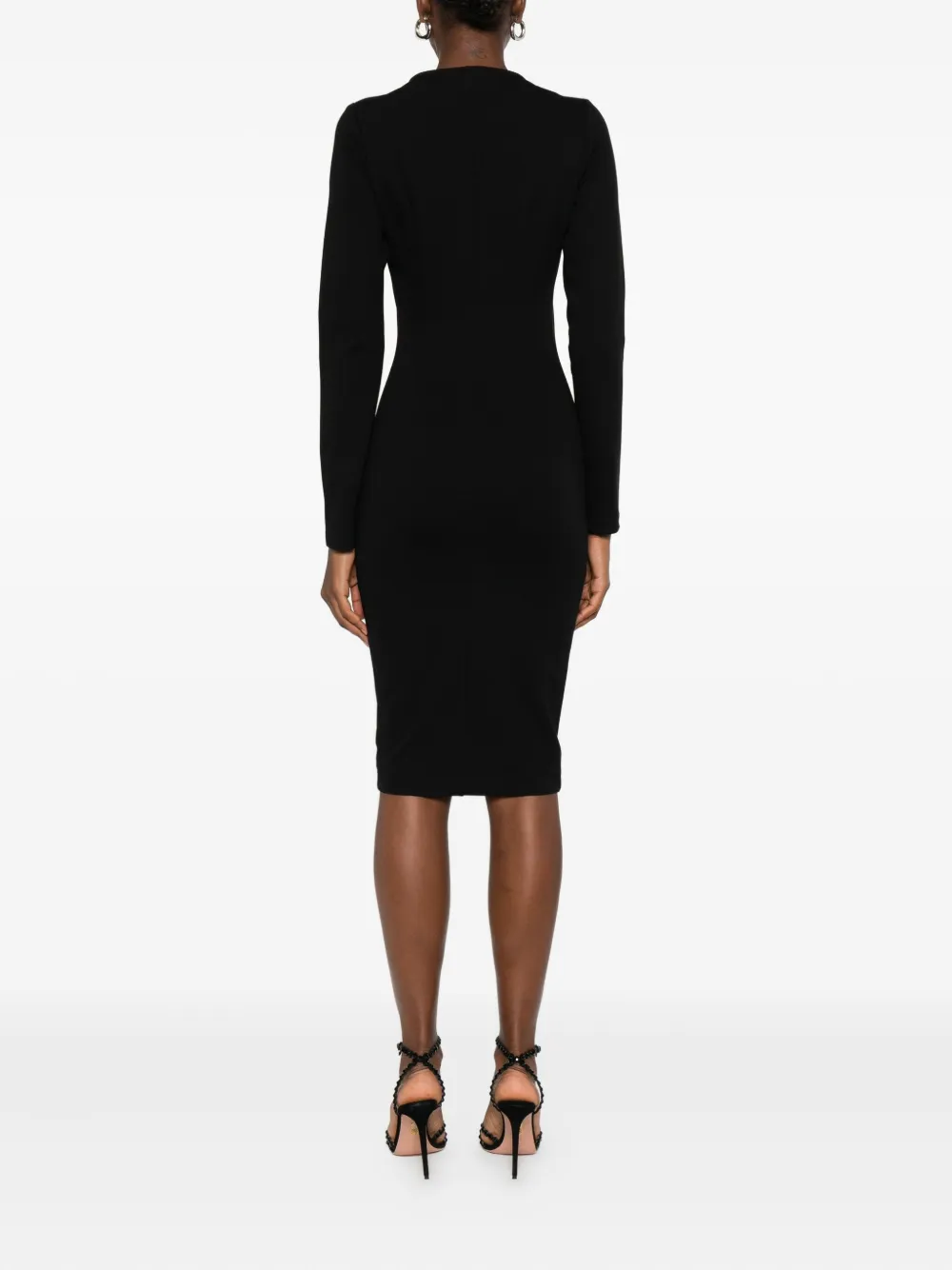 ROSERRY Chelsea midi-jurk met asymmetrische rits Zwart