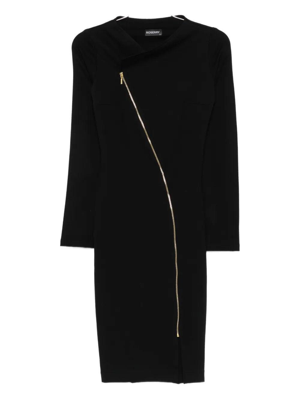 Roserry Chelsea Asymmetric-zip-fastening Midi Dress In Black