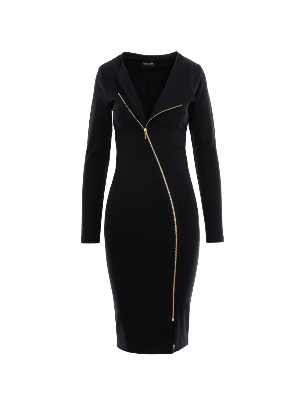 ROSERRY Chelsea asymmetric-zip-fastening midi dress - Nero