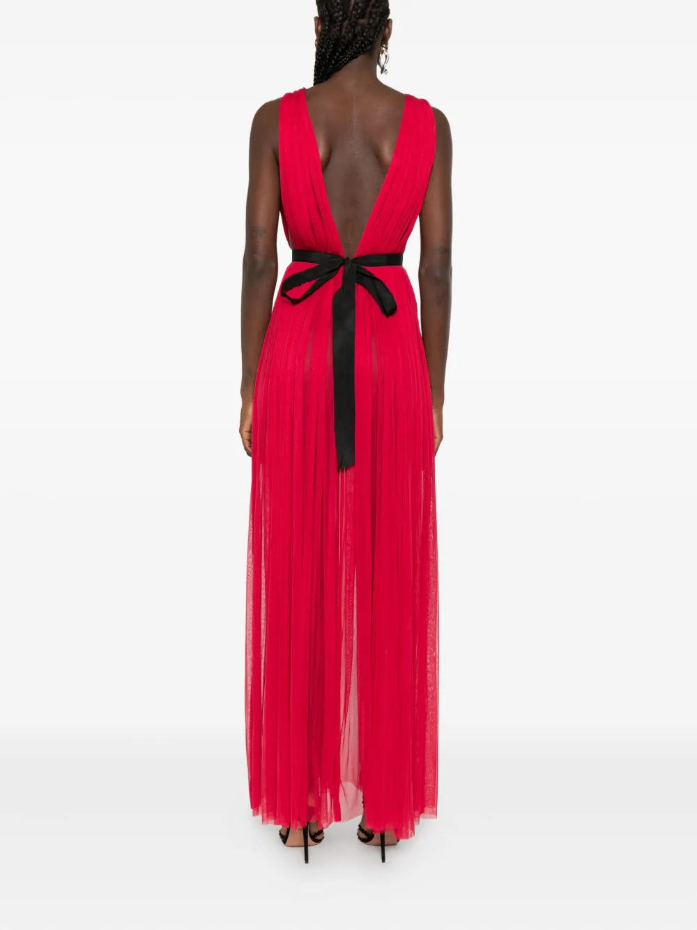Roserry Santorini Pleated V-neck Maxi Dress In Red