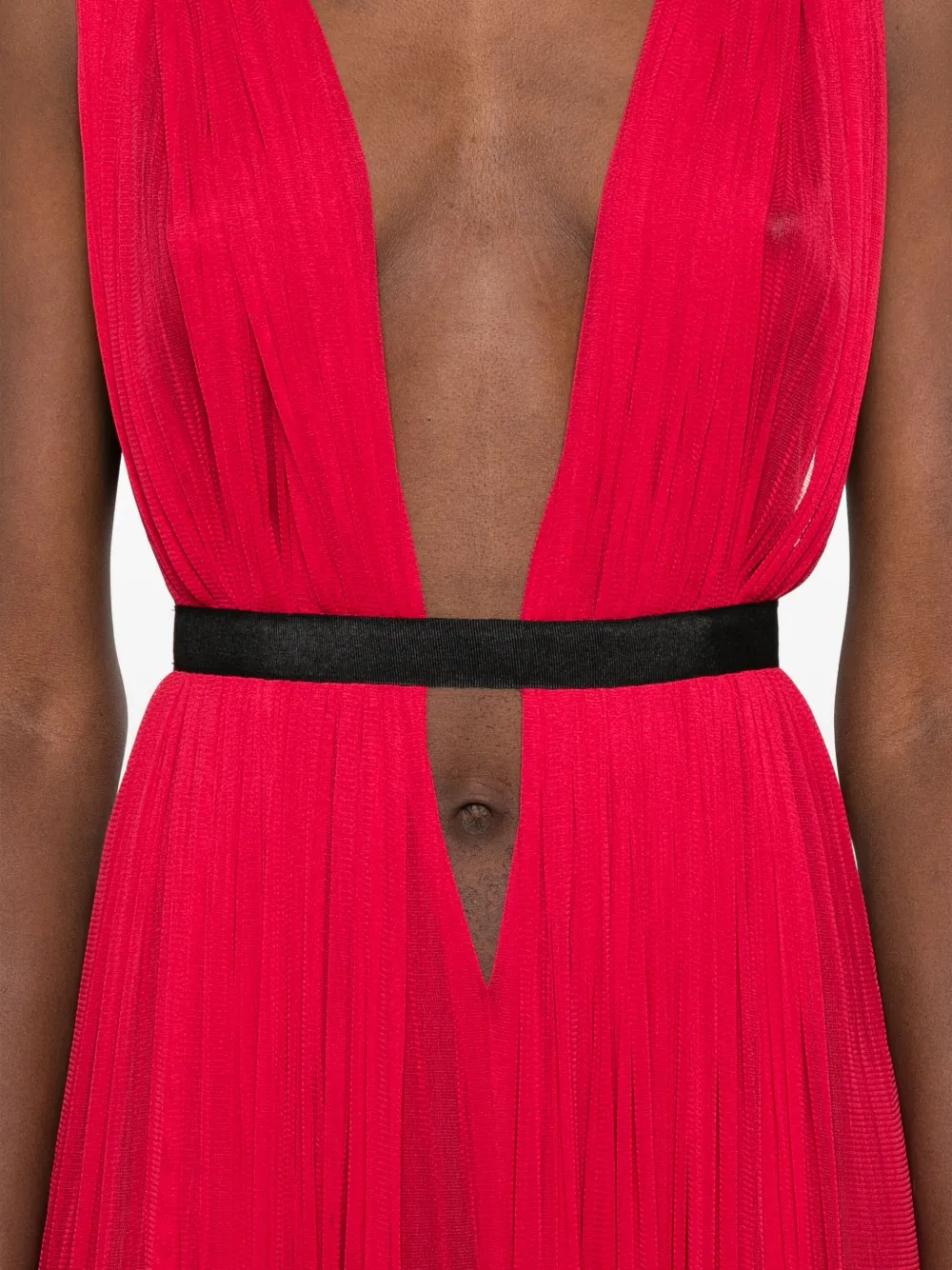 Roserry Santorini Pleated V-neck Maxi Dress In Red