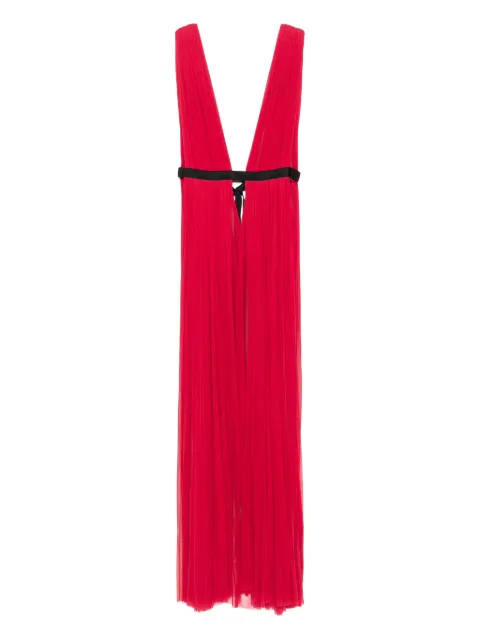 ROSERRY Vestido longo Santorini com gola V e pregas