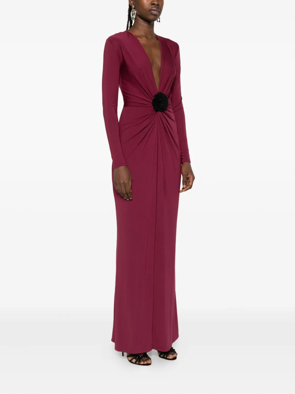 ROSERRY Mallorca maxi-jurk verfraaid met bloemen Rood