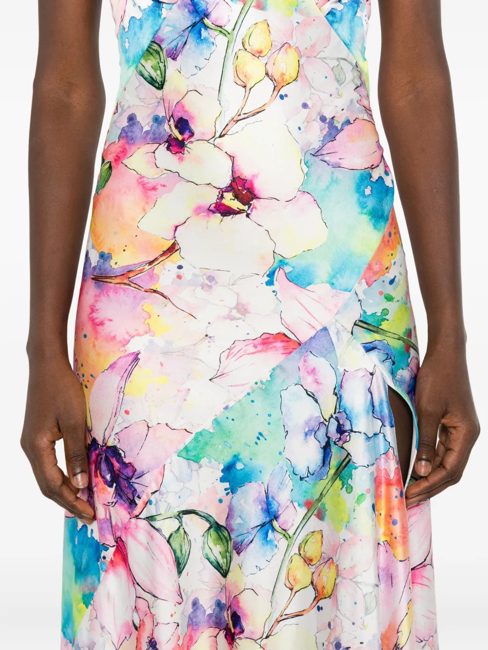 ROSERRY Seville maxi-jurk met bloemenprint en halternek Wit