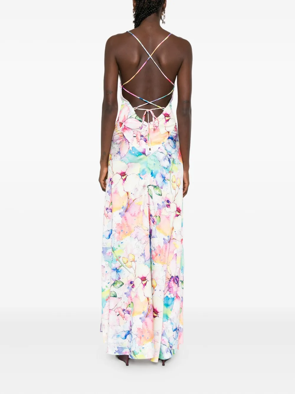 ROSERRY Seville maxi-jurk met bloemenprint en halternek Wit