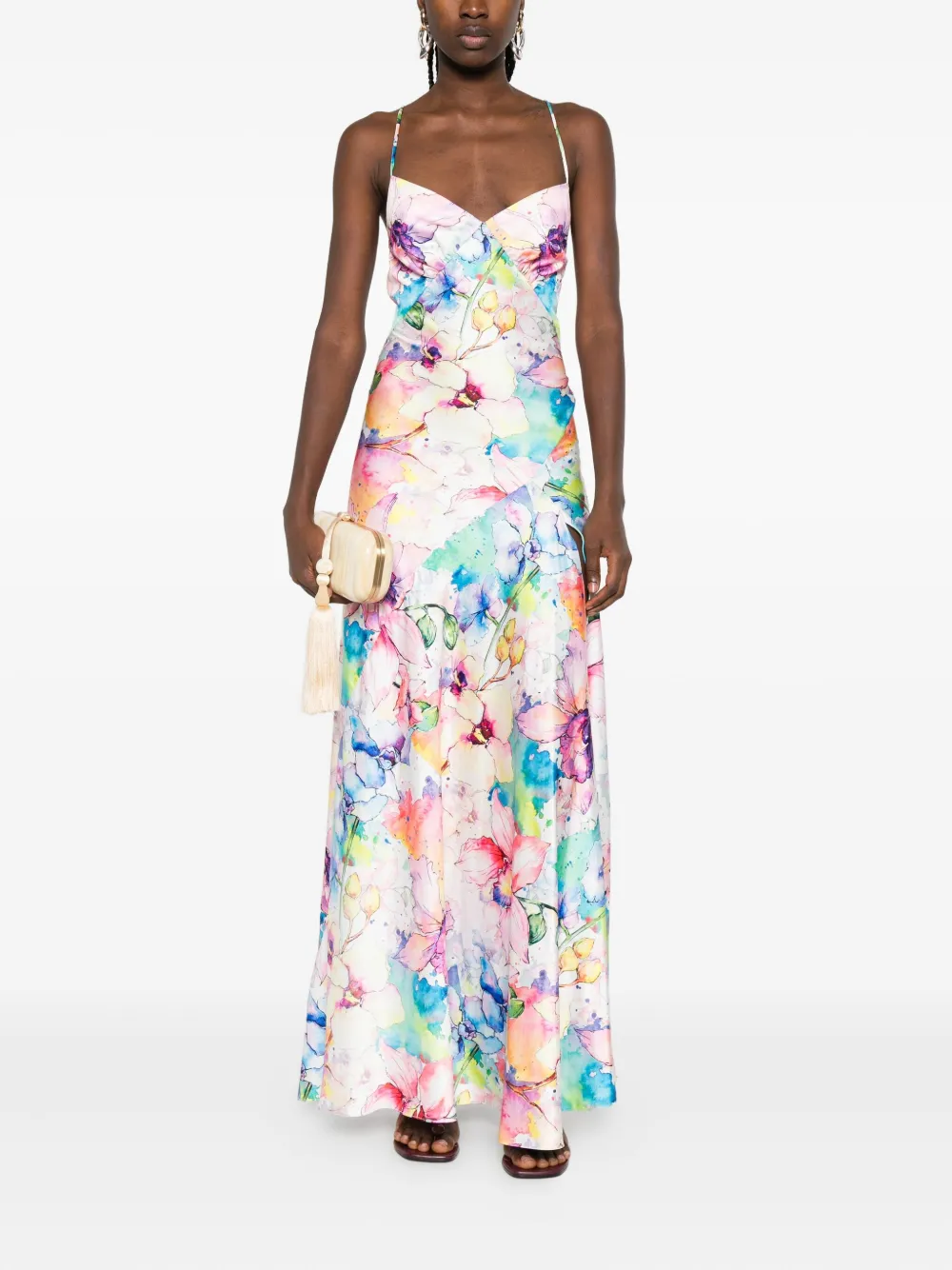ROSERRY Seville halterneck floral-print maxi dress - Wit