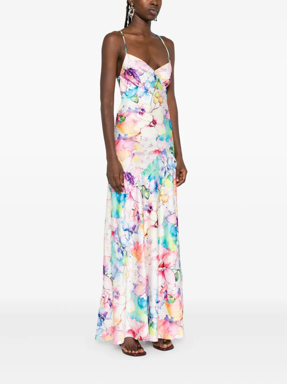 ROSERRY Seville maxi-jurk met bloemenprint en halternek Wit