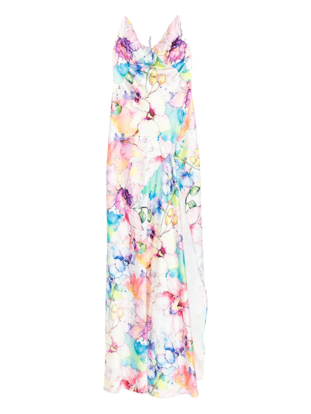 Roserry Seville Halterneck Floral-print Maxi Dress In White