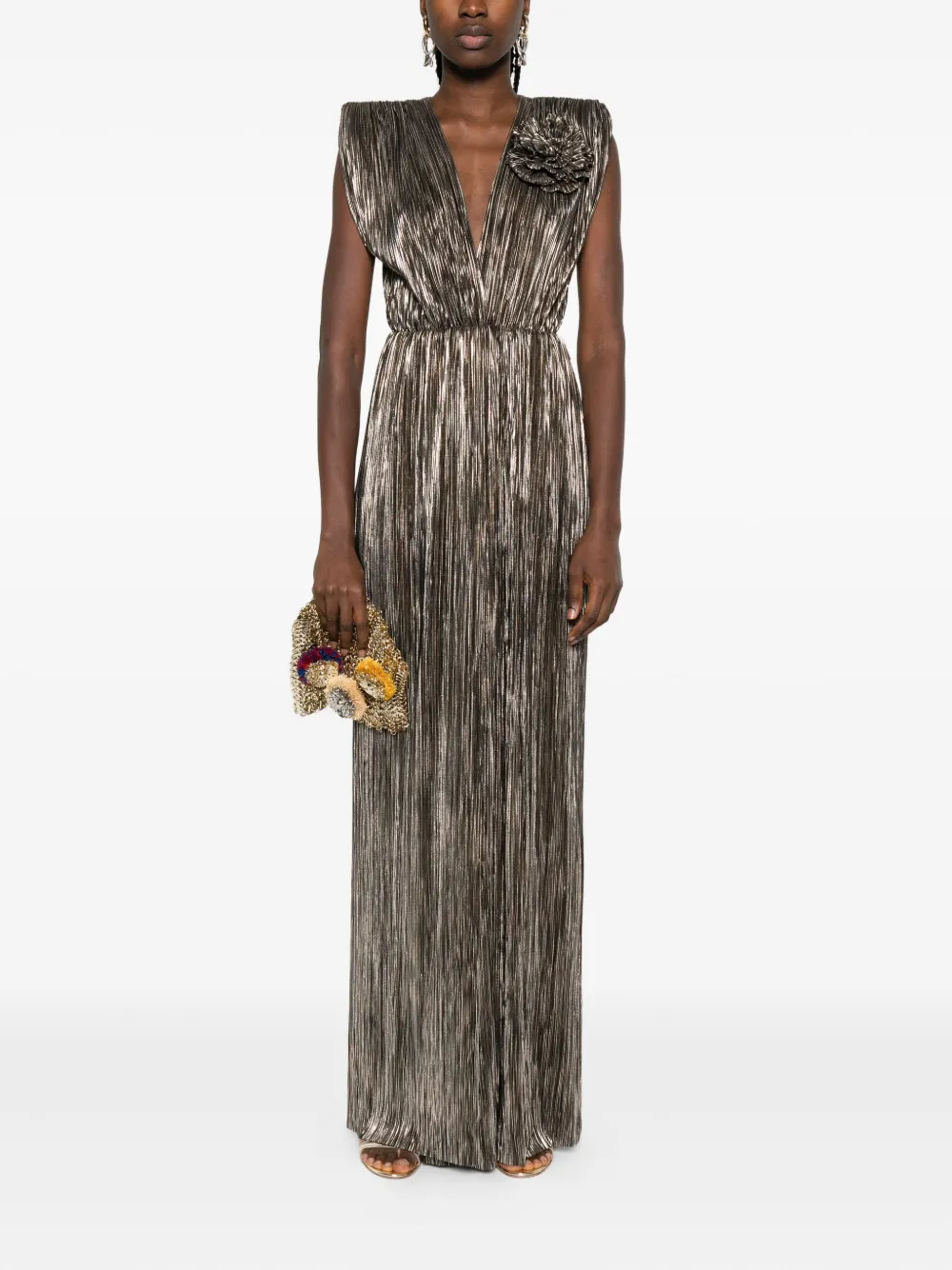 ROSERRY sleeveless V-neck midi dress - Goud