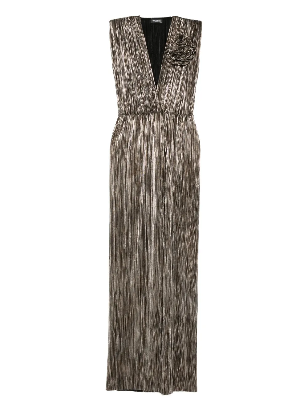 Roserry Sleeveless V-neck Midi Dress In Gold