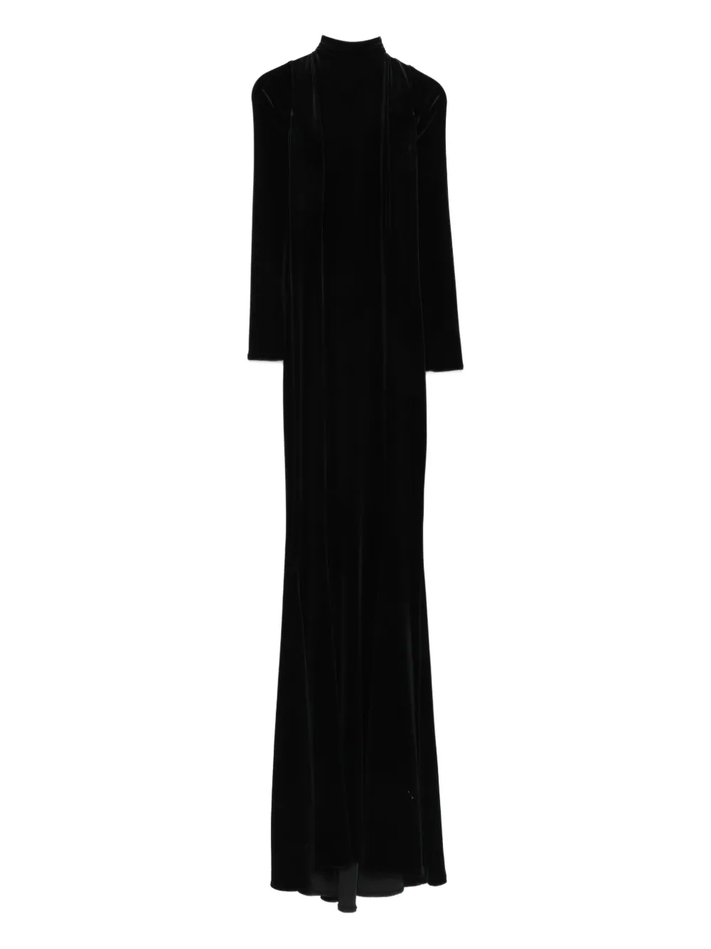 Roserry Mock-neck Long-sleeve Maxi Dress In Black