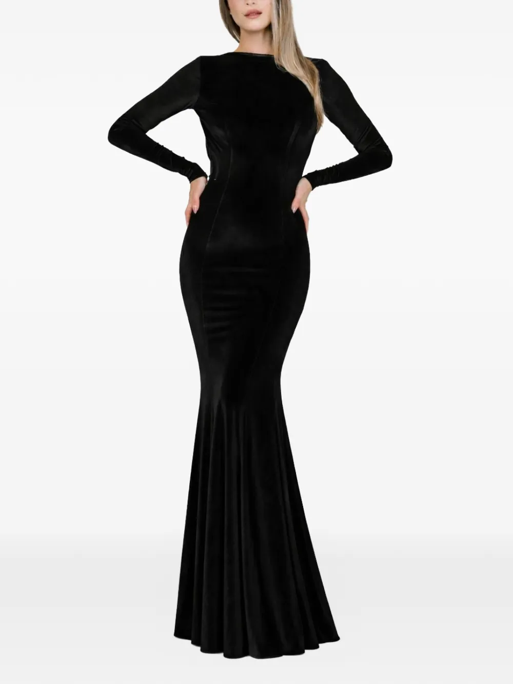ROSERRY mock-neck long-sleeve maxi dress - Nero