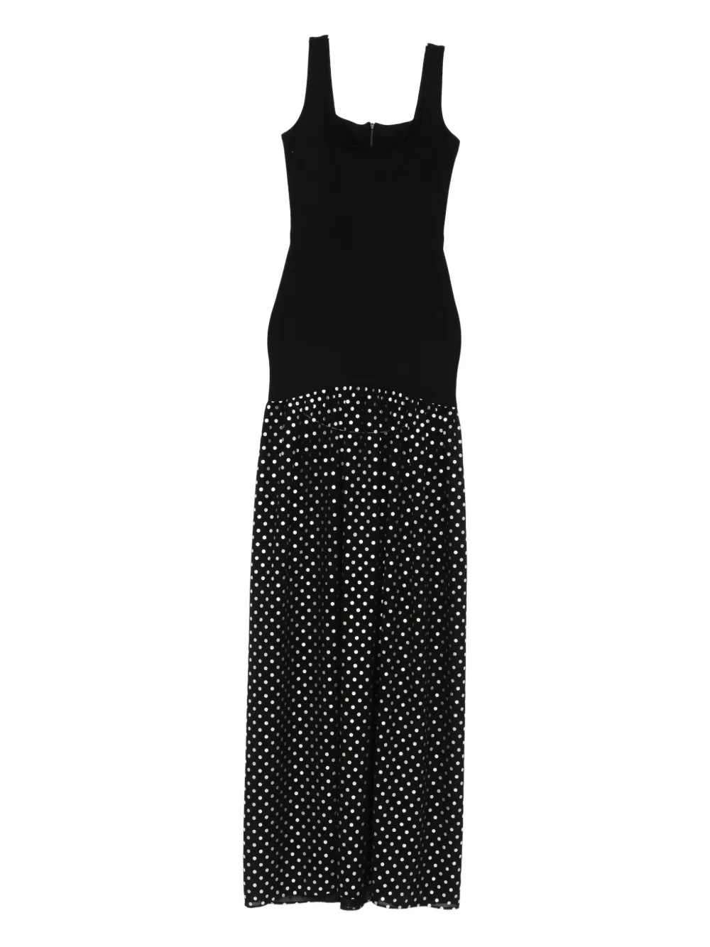 Roserry Polka-dot Square-neck Maxi Dress In Black