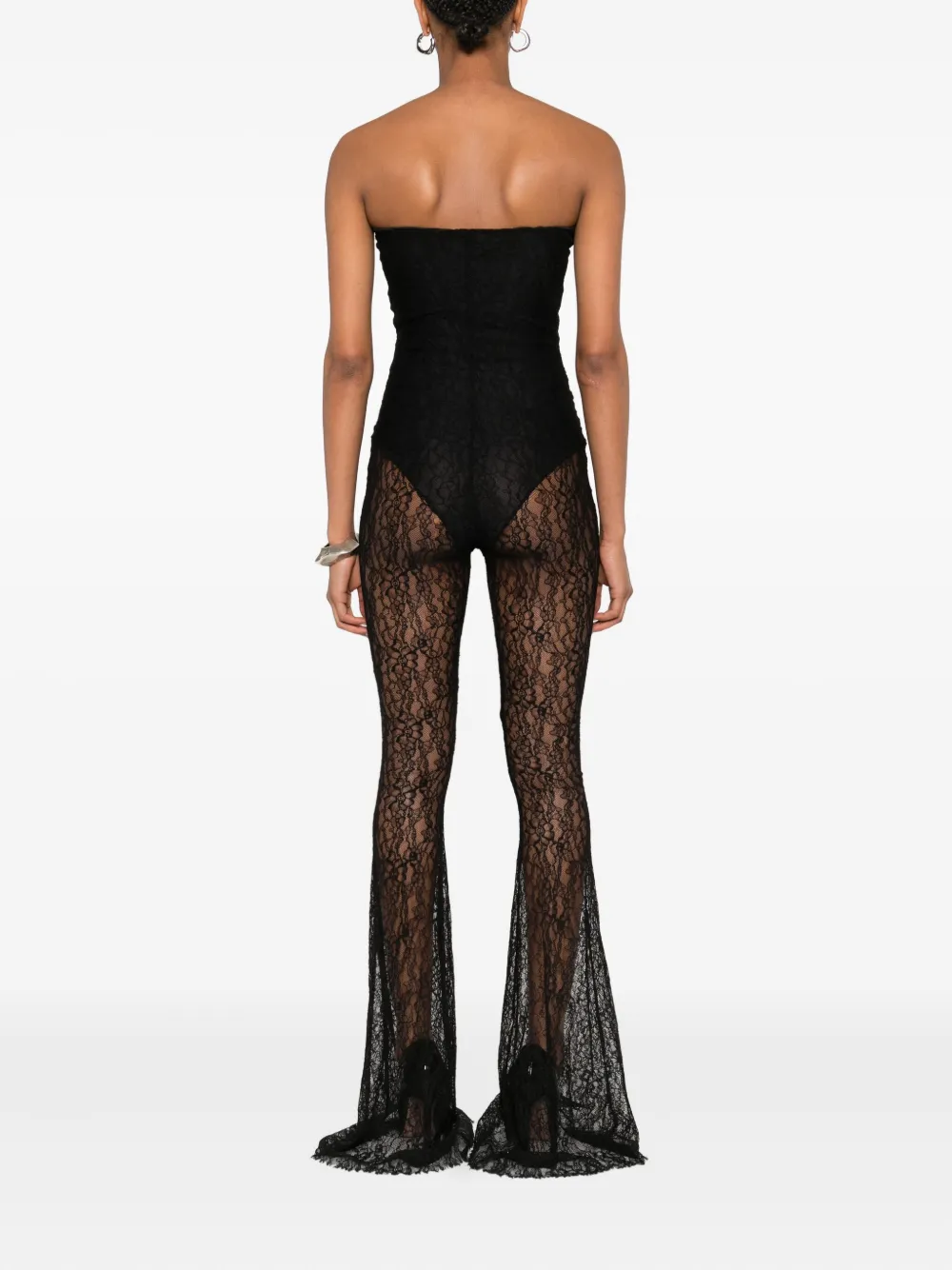 Vestiaire D'un Oiseau Libre Lace Flared Jumpsuit In Black