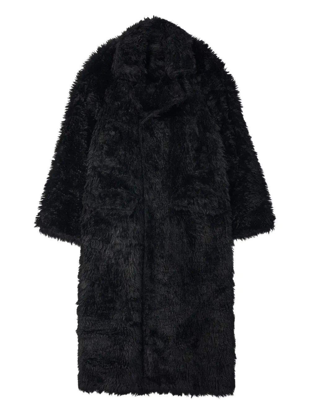 CamperLab teddy-effect faux-fur coat | Black | Image 1